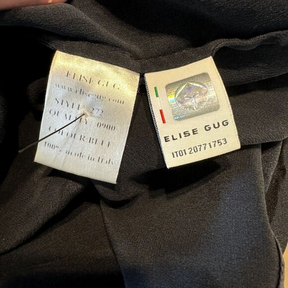 ELISE GUG Dark Blue Long Sleeve Keyhole Back Blouse Women's Size 44 - Picture 3 of 6